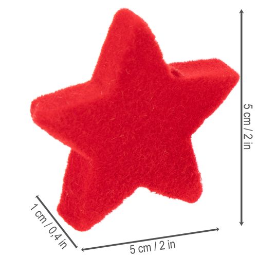 Red Flocked Decorative Stars 4-5cm Set of 40 | Floristik24.co.uk