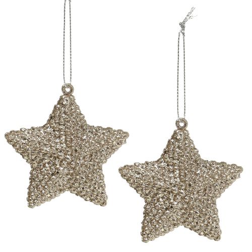 Star with mica champagne 7.5cm 12pcs