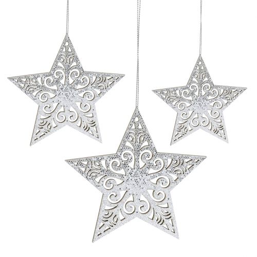Star silver for hanging 8cm - 12cm 9pcs