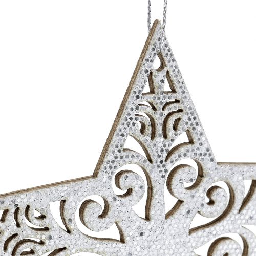 Floristik24 Star Silver for hanging 8cm - 12cm 9pcs