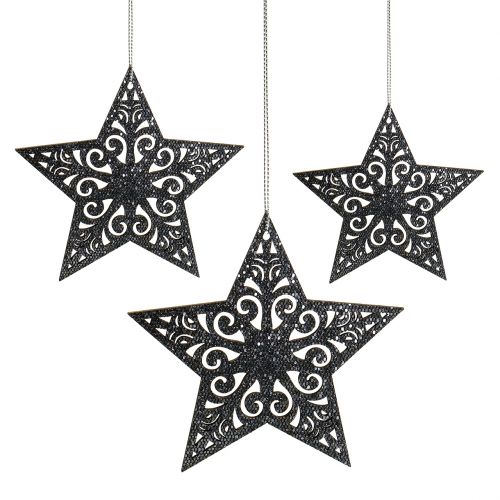 Floristik24 Christmas star with ornaments silver grey assorted 8cm - 12cm 9 pcs