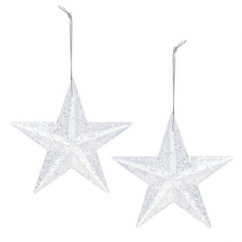 Product Star for hanging Transparent with glitter 9.5cm 12pcs