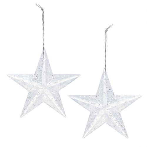 Floristik24 Star for hanging Transparent with glitter 9.5cm 12pcs