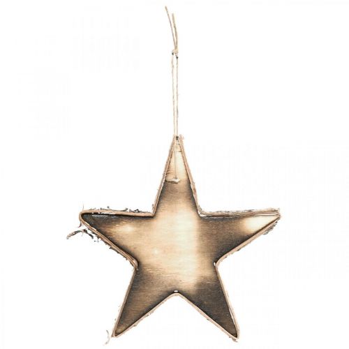 Floristik24 Wooden star to hang natural flamed Christmas tree decoration H15cm