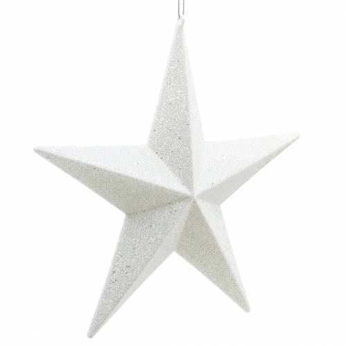 Floristik24 Glitter stars to hang white Ø21cm 3pcs