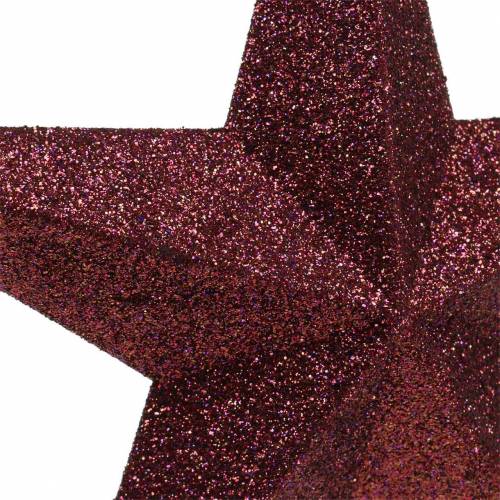 Product Decoration hanger glitter star burgundy 21cm 2pcs