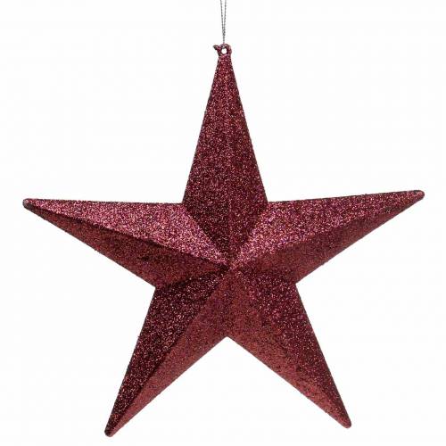 Product Decoration hanger glitter star burgundy 21cm 2pcs