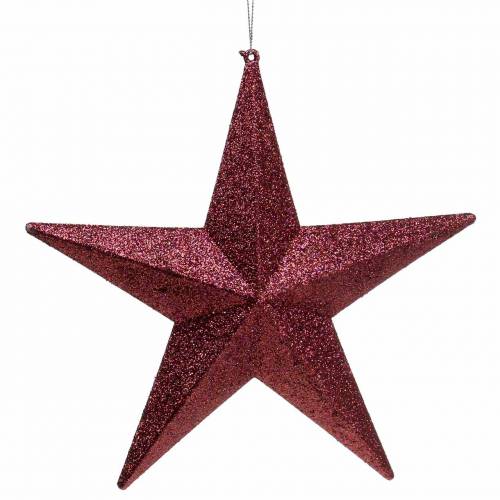 Floristik24 Decoration hanger glitter star burgundy 21cm 2pcs