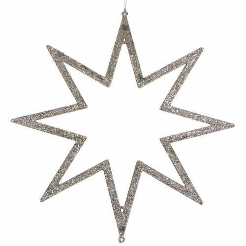 Floristik24 Christmas decoration star Christmas tree decorations champagne glitter 22cm 12pcs