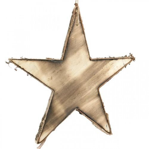 Product Christmas tree decorations wood star nature, flamed H25cm