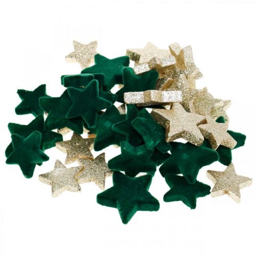 Floristik24 Star Confetti Mix Green and Gold Christmas 4cm/5cm 40 pcs