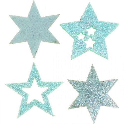 Decorative stars for handicrafts Mint self-adhesive foam rubber 4cm 36pcs