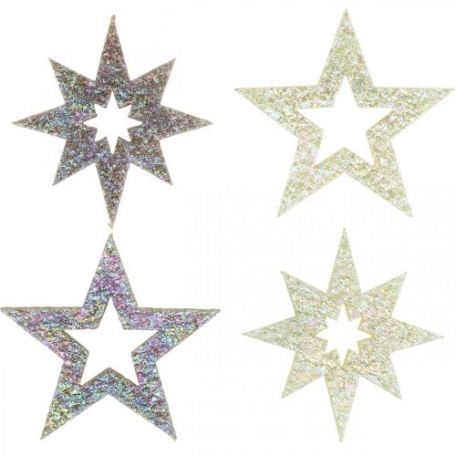 Decorative stars for handicrafts yellow, brown foam rubber 4cm 36pcs