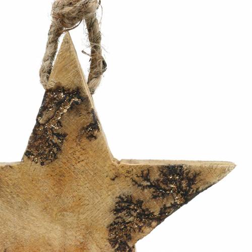 Floristik24 Wooden stars with glitter inlays for hanging natural mango wood 6.4–7.1cm × 7–7.8cm 3pcs
