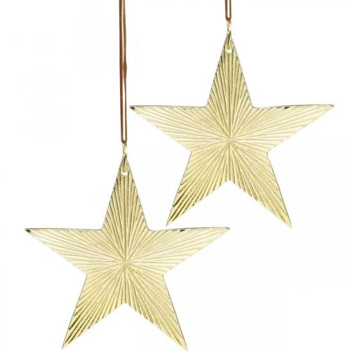 Gold star, Advent decoration, decoration pendant for Christmas 12 × 13cm 2pcs