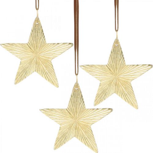 Floristik24 Stars to hang, metal decorations, Christmas tree decorations golden 9,5 × 9,5cm 3pcs