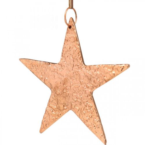 Product Decorative star to hang, Advent decoration, metal pendants copper-colored 12 × 13cm 3pcs