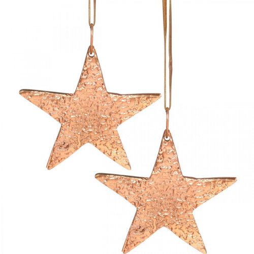 Floristik24 Copper star to hang, Christmas tree decoration, metal pendants 8 × 9cm 2pcs