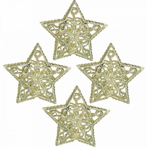 Scatter decoration stars, fairy lights attachment, Christmas, metal decoration golden Ø6cm 20 pcs