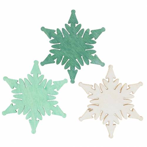 Floristik24 Scatter decoration Christmas star green, white assorted 4cm 72 pcs