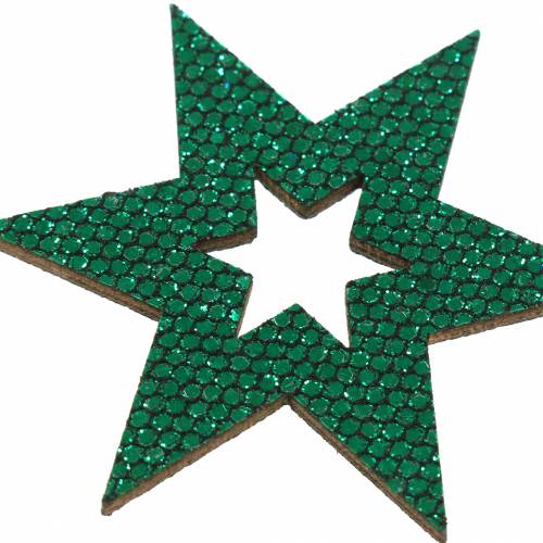Product Scatter decoration star green 3-5cm 48 pcs