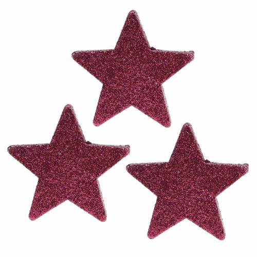 Floristik24 Scattered glitter star 6.5cm pink 36pcs