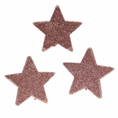 Floristik24 Star with glitter sprinkle decoration 6.5cm pink 36pcs
