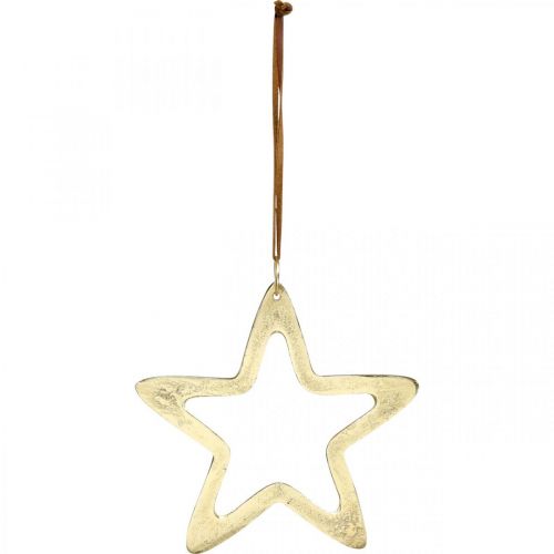Product Christmas pendant, star decoration for Advent, decoration star golden 14 × 14cm