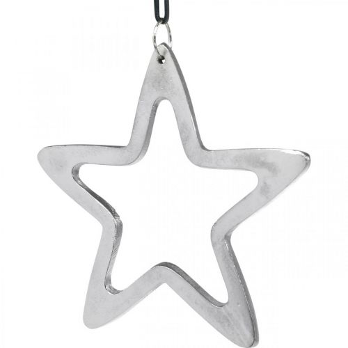 Product Metal star to hang, Advent decoration, Christmas pendant silver 14 × 14cm