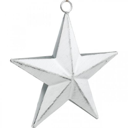 Floristik24 Metal star to hang, Christmas pendant, Advent decoration white, Shabby Chic 11 × 11cm