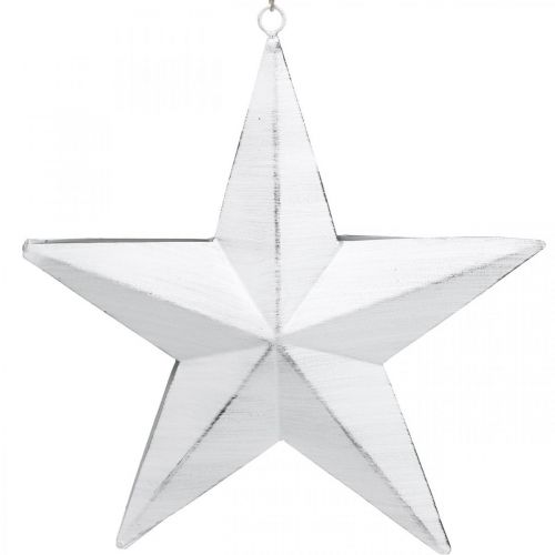 Star to hang, Christmas tree decorations, metal decoration white 19.5 × 18.5cm | Floristik24.co.uk