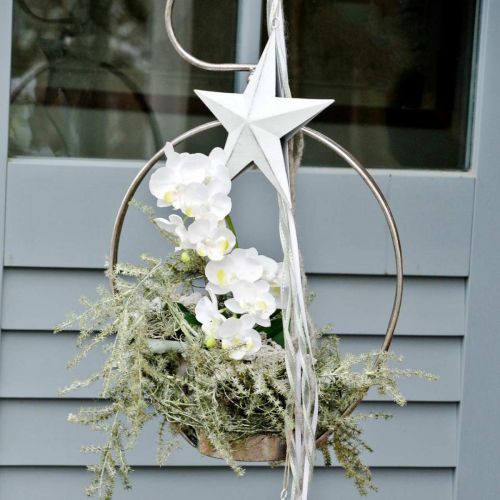 Star to hang, Christmas tree decorations, metal decoration white 19.5 × 18.5cm | Floristik24.co.uk