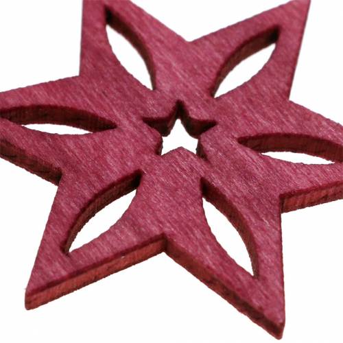 Product Scatter decoration star pink, grey assorted wood 4cm 72 pcs