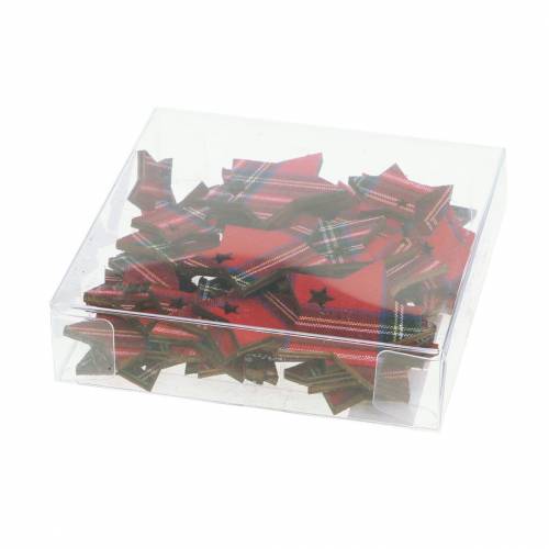 Floristik24 Scatter decoration star check red assorted 3/4/5cm 48 pcs