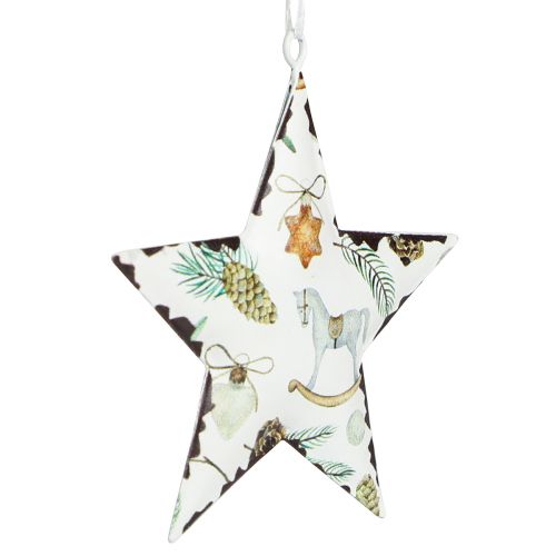 Product Star pendant with motifs Christmas tree decoration 8cm 6 pcs
