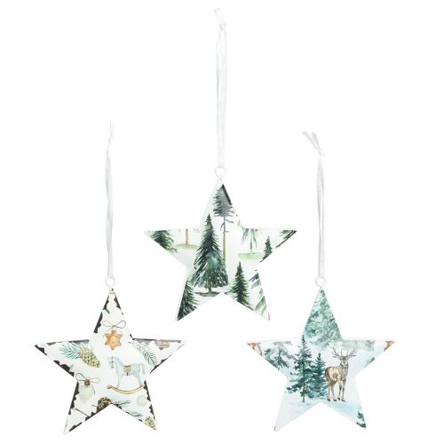 Product Star pendant with motifs Christmas tree decoration 8cm 6 pcs