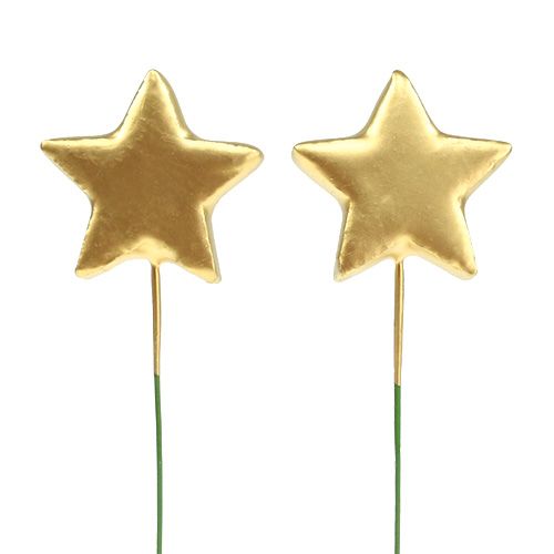 Floristik24 Stars on wire for crafting gold 5cm L23cm 48 pcs