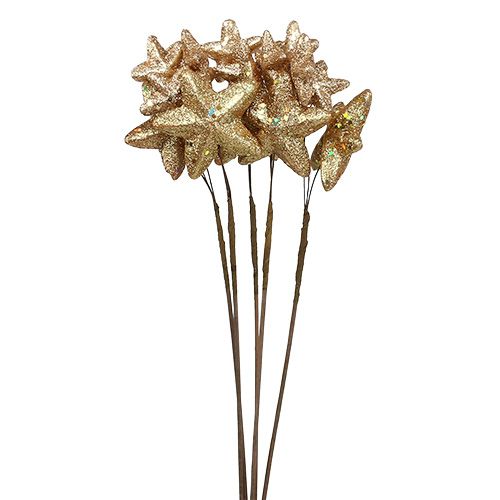 Floristik24 Stars bundled with glitter gold 60cm 5pcs