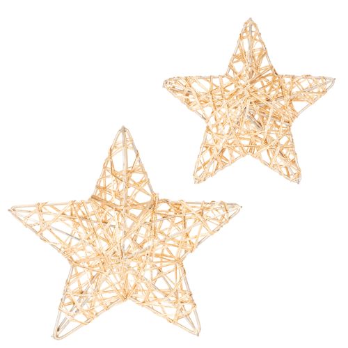 Set of Decorative Wire Stars in Gold – 12 Pieces, Two Sizes (10cm and 7cm)