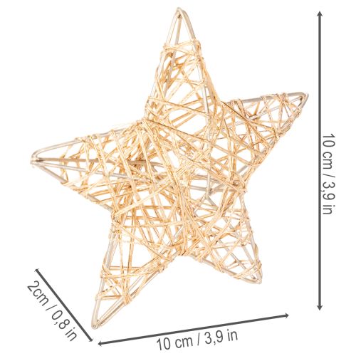 Set of Decorative Wire Stars in Gold – 12 Pieces, Two Sizes (10cm and 7cm) | Floristik24.co.uk