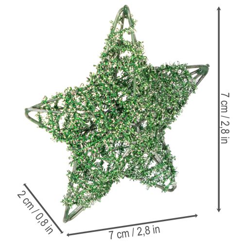 Green Wire Star Decoration Set, 10 cm and 7 cm, Pack of 12 | Floristik24.co.uk