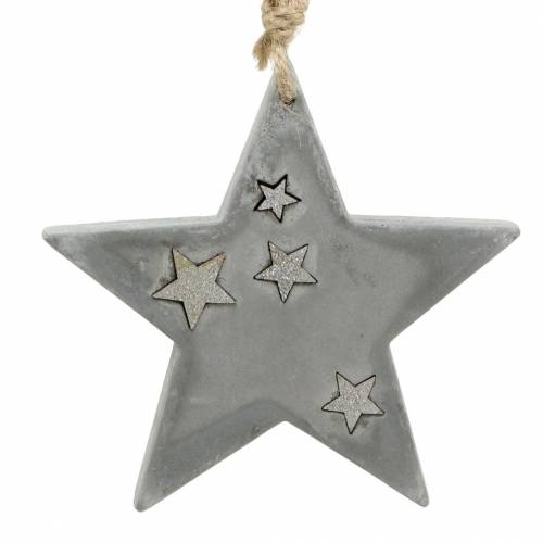 Floristik24 Concrete hanging Christmas stars gray-silver 11,5cm 3pcs