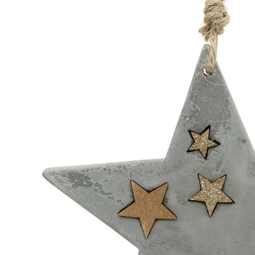 Floristik24 Concrete hanging stars made of concrete gray-gold 11,5cm 3pcs