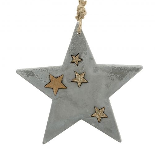 Concrete hanging stars made of concrete gray-gold 11,5cm 3pcs