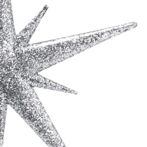 Floristik24 Glitter star for hanging Silver 13cm 12pcs