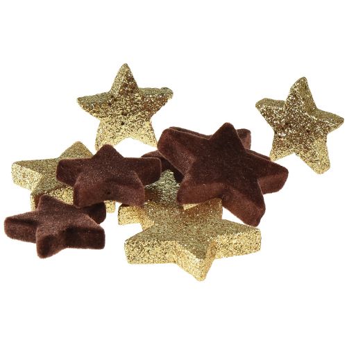 Floristik24 Stars Confetti Mix Brown and Gold Christmas Decoration 4cm/5cm 40 pcs
