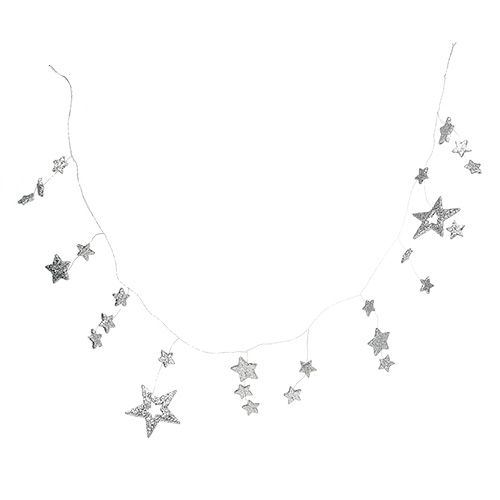 Floristik24 Star garland 110cm silver with mica