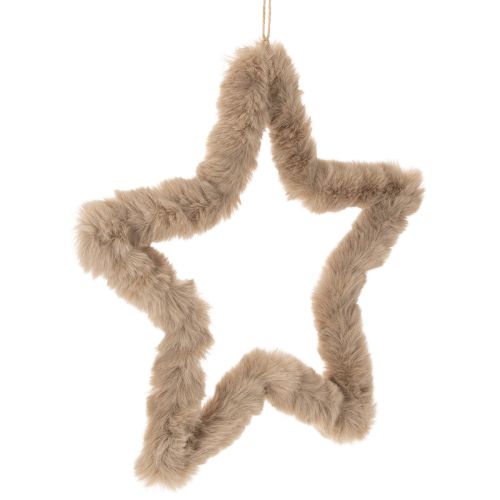 Decorative star-shaped faux fur decoration for hanging, 30cm, 3 pieces