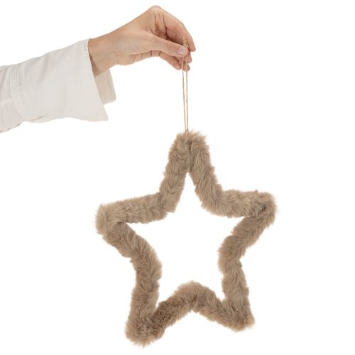 Decorative star-shaped faux fur decoration for hanging, 30cm, 3 pieces | Floristik24.co.uk