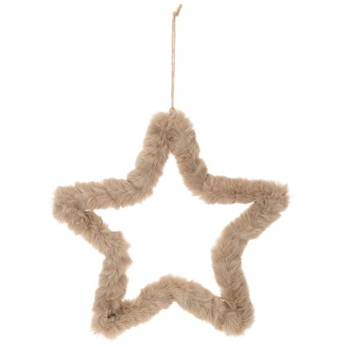 Decorative star-shaped faux fur decoration for hanging, 30cm, 3 pieces | Floristik24.co.uk